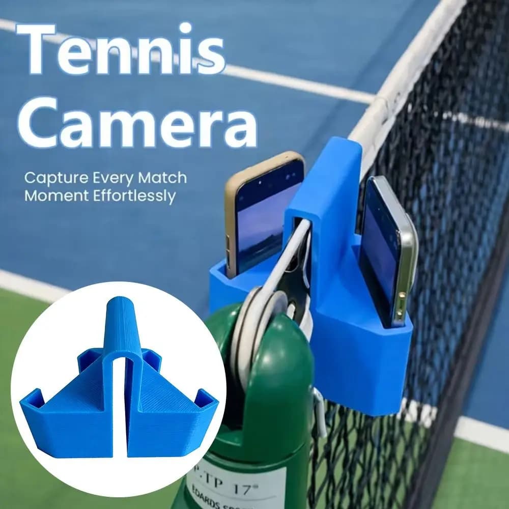 Dual Perspective Tennis Net Camera Mount Portable Clamp Secure Clip-On Tennis Camera Mount 3D Printed Net Mounted Portable Clamp