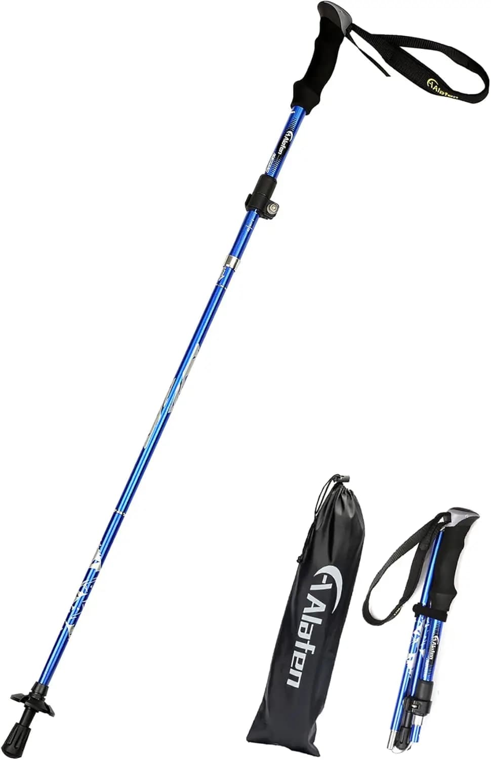 Aluminum folding ultralight travel pole for men and women (suitable to 5'3' - 6'2')