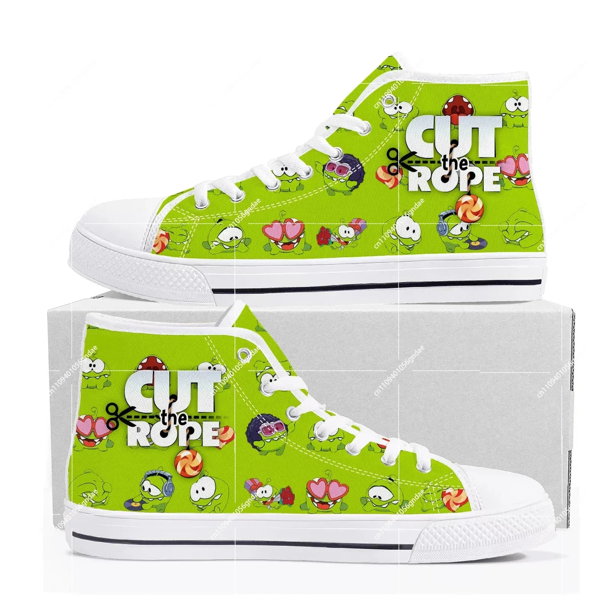 Cut The Rope High Top Sneakers Cartoon Game Mens Womens Teenager High Quality Fashion Canvas Shoes Casual Tailor Made Sneaker