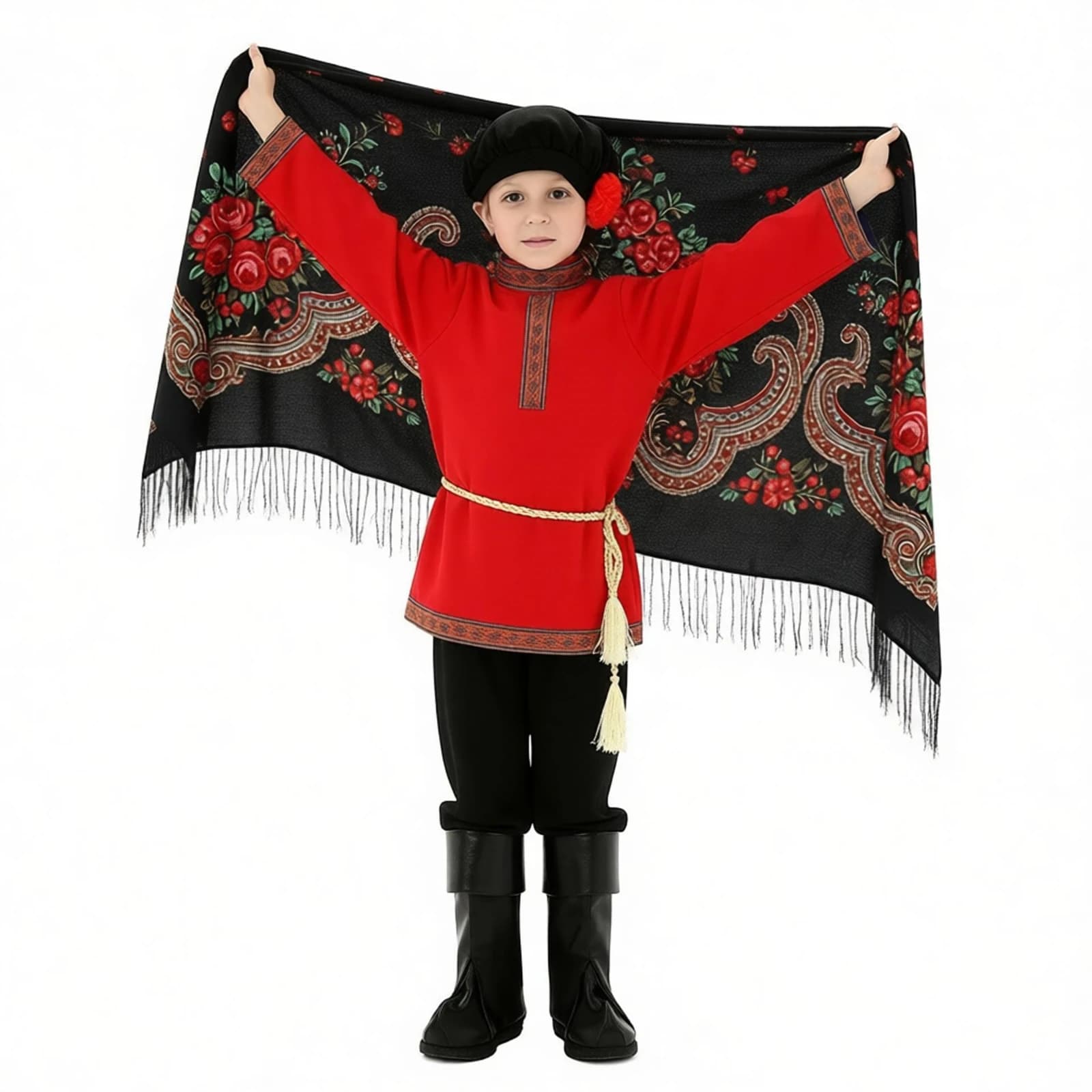 Boys Traditional Russian Dance Performance Costume Folk Dance Outfit with Belt Halloween Carnival Cosplay Costume