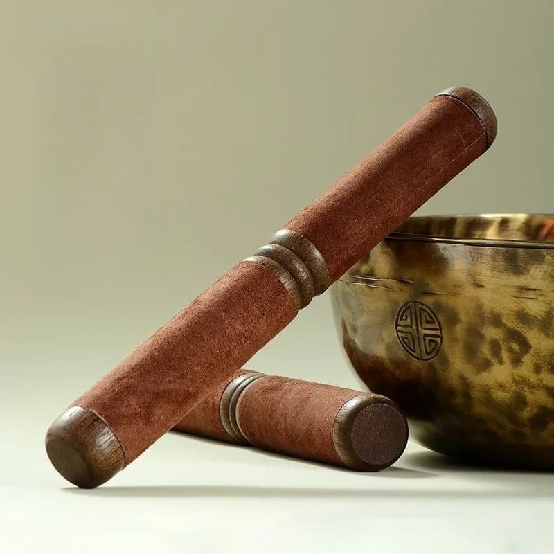 Wooden Singing Bowl Stick Handmade Chamois Sound Bowls Knocking Sticks Buddhism Percussion Instrument Accessories