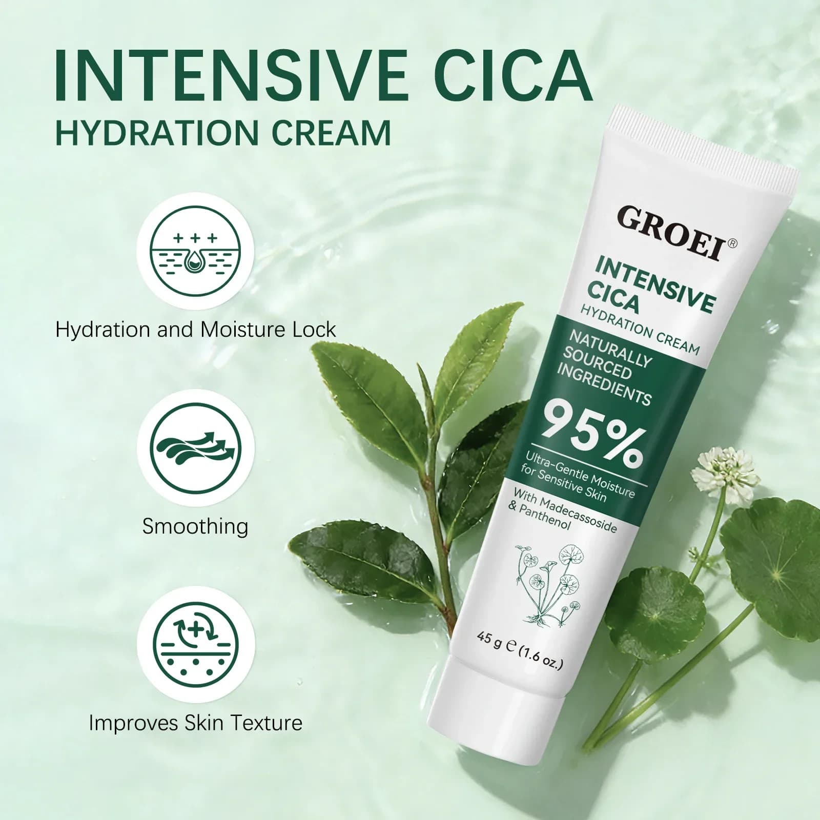 GROEI Snow Grass Moisturizing Cream 45g Nourishing Face Lotion Hydrating Skin Barrier Repair Dryness Relief Glow Care