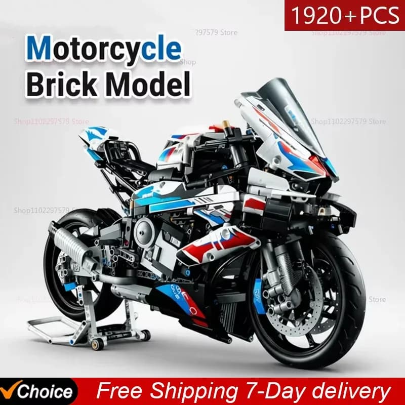 Set di blocchi da costruzione per moto da 1920 pezzi, kit modello super moto, giocattoli tecnici da corsa per bambini, regali assemblabili per ragazzi e ragazze