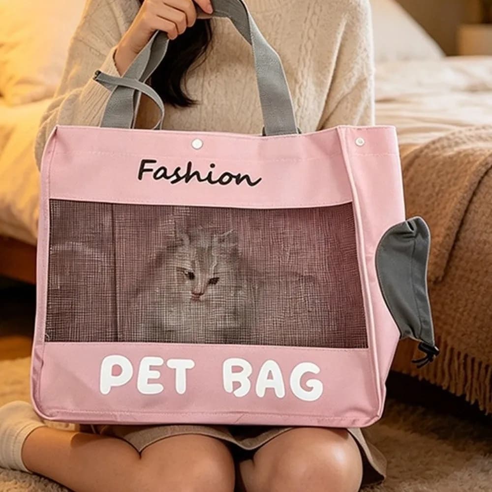 Soft Breathable Pet Carrier Bag Large Capacity Mesh Cat Shoulder Bag Convenient Comfortable Cats Carrying Case Daily Walking