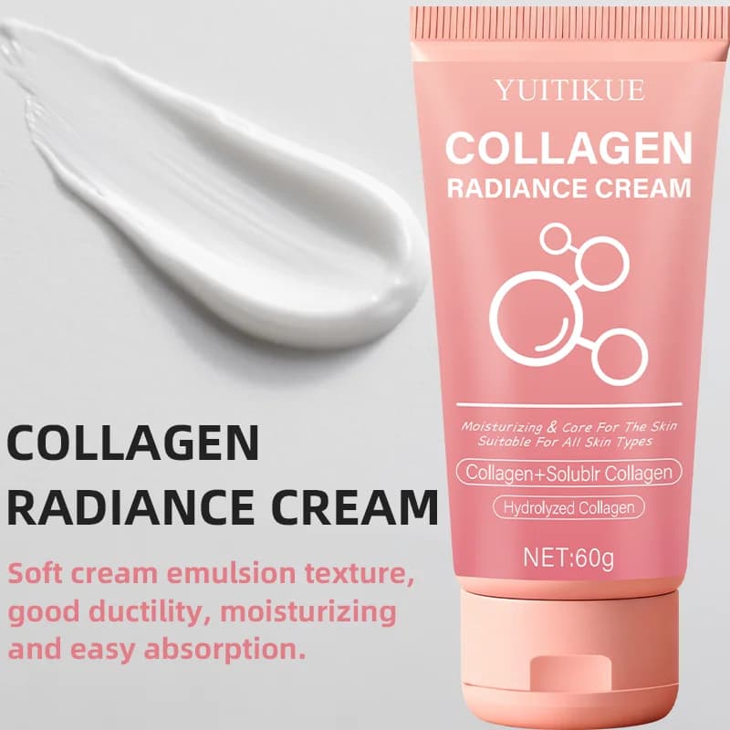 YUITIKUE Crema al Collagene Multiuso - Per Viso, Corpo e Zone Sensibili, Texture Emulsionante Morbida, Trattamento per la Cura della Pelle, 60g