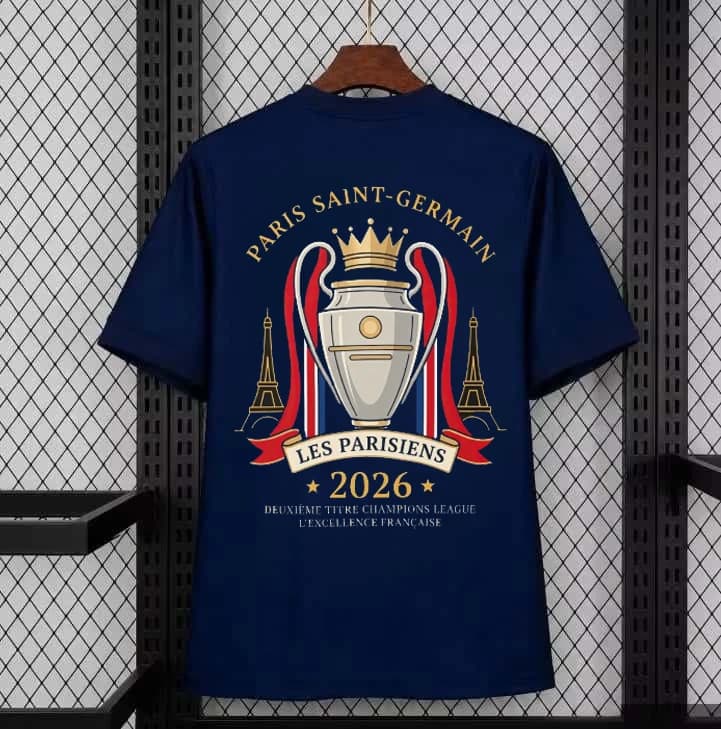 PSG Back To Back Champions 2026 Men's Women's Soccer Shirt Summer Fashion Y2K Cotton T-shirt Breathable Quick-dry T-shirt