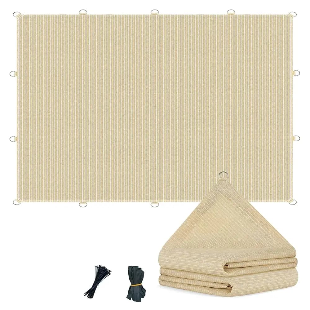 Telo Ombreggiante 90% 12x15ft con Anelli a D, Bordi e Angoli Rinforzati, Tende Parasole per Patio Esterno, Pergola Traspirante
