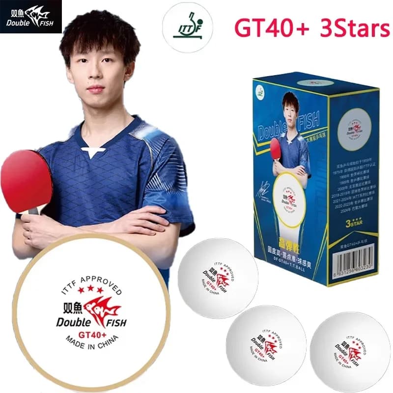 Double Fish GT40 + Palline da ping pong ad alto rimbalzo 3 stelle Palline da ping pong 6 pezzi/scatola Palla da ping pong per allenamento e competizione
