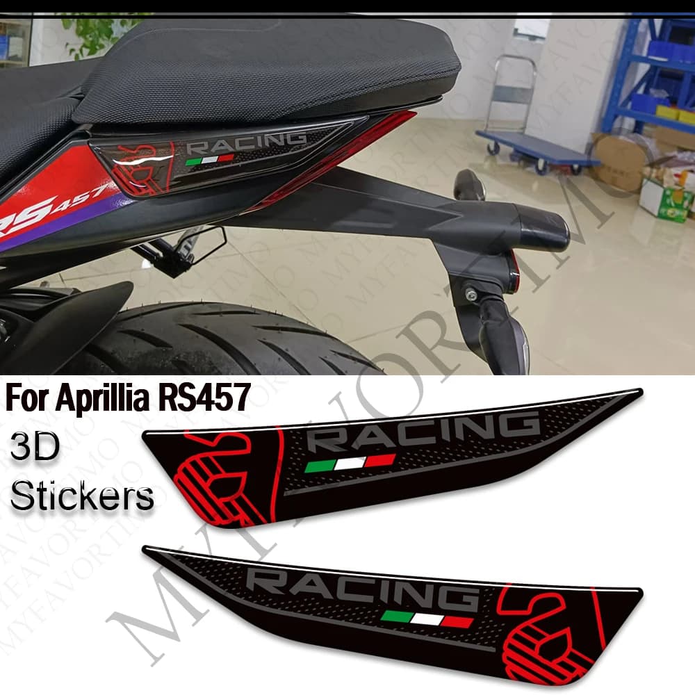 Moto Rilievo Del Carro Armato Manopole Laterali Gas Olio Combustibile Kit Ginocchio Carena Parafango Ruote Protezione Adesivi Per Aprilia RS457 RS 457 2024 2025