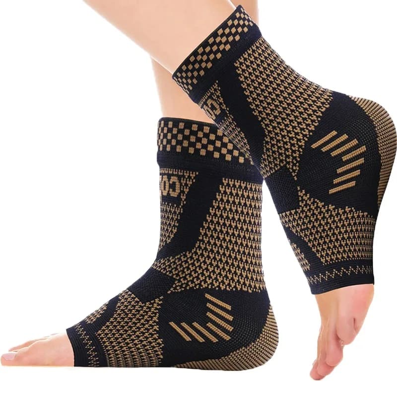 Un paio di maniche di supporto per caviglia Protezione per le articolazioni sportive professionali Compressione esterna in fibra di rame traspirante lavorata a maglia in nylon