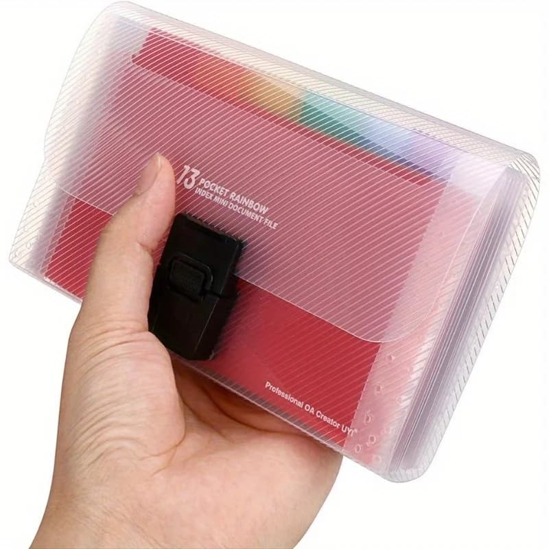 Organizzatore di file espandibile A6 a 13 tasche, cartella a fisarmonica con chiusura a bottone per documenti, ricevute, carte, portafoglio per documenti