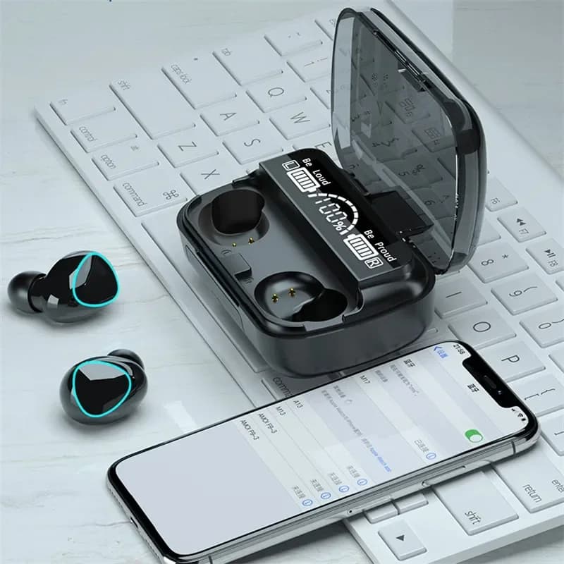 Auricolari wireless M10 Stereo 9D - Scatola di ricarica da 3500 mAh Cuffie Bluetooth TWS impermeabili sportive con microfono