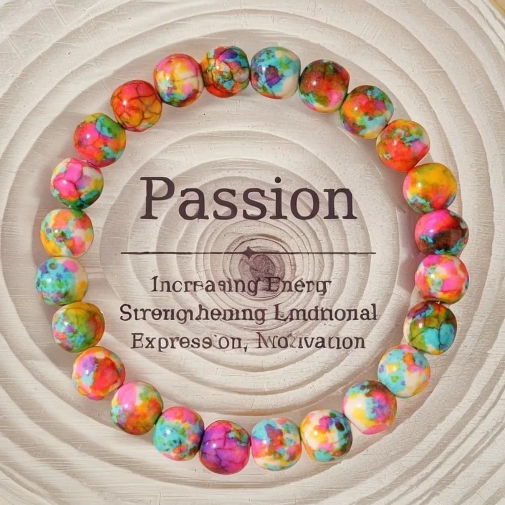 Boho Rainbow Cracked Stone Stretch Bracelet Colorful Natural Agate Round Bead Stack Bracelets Women Summer Beach Healing Jewelry