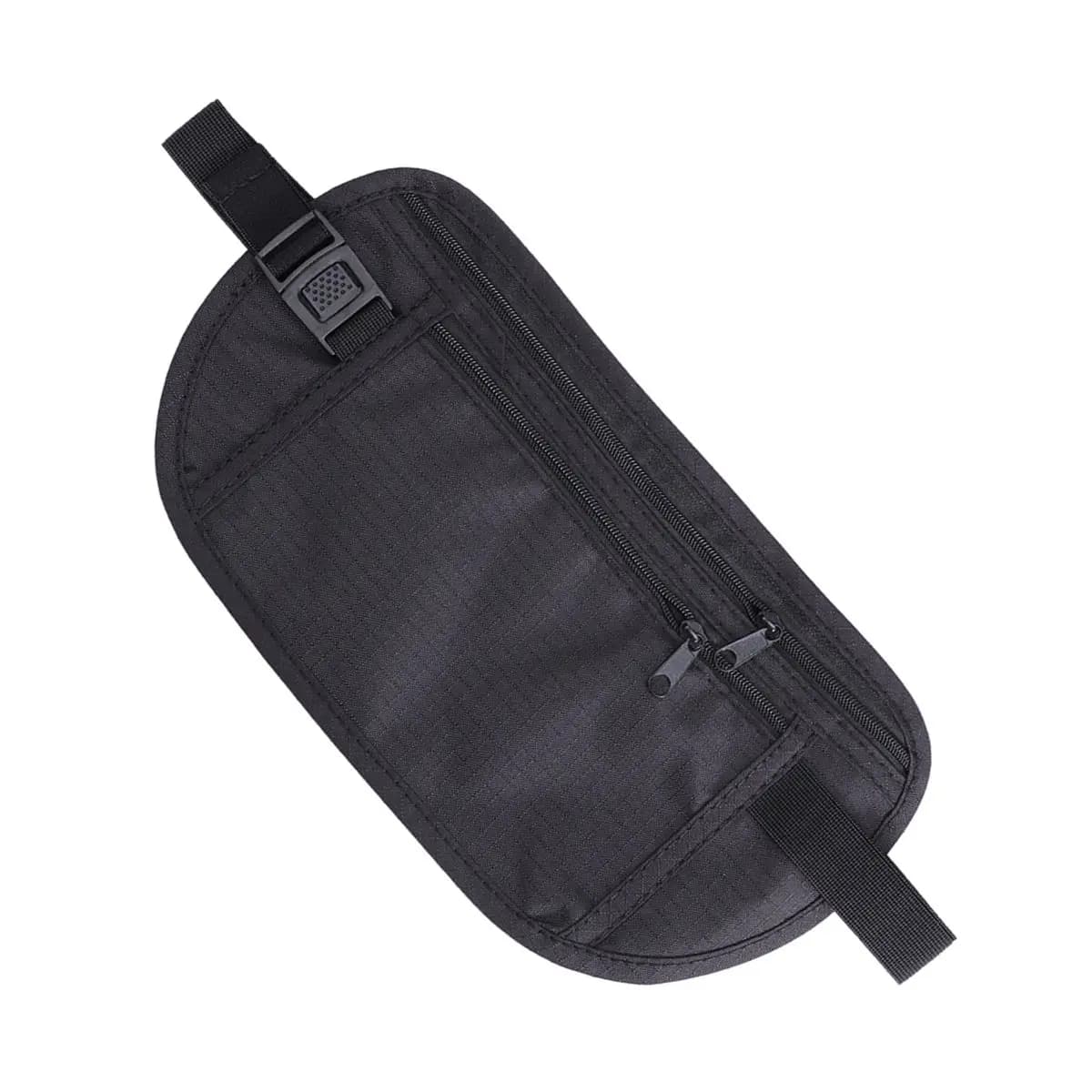 Money Belt Waist Wallet Black Adjustable Ultra Slim Travel Pouch Running Belt Waist Bag Cell Phone Pocket Holder for Outdoor