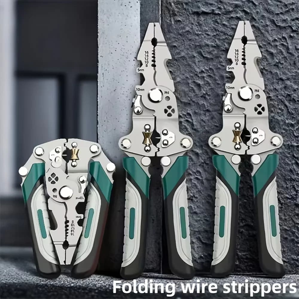 Pinza Multifunzione 18 in 1 Pieghevole con Crimpatrice, Taglierina, Tronchese, Avvitatore e Pinza per Cavi Elettrici, Utensile Portatile