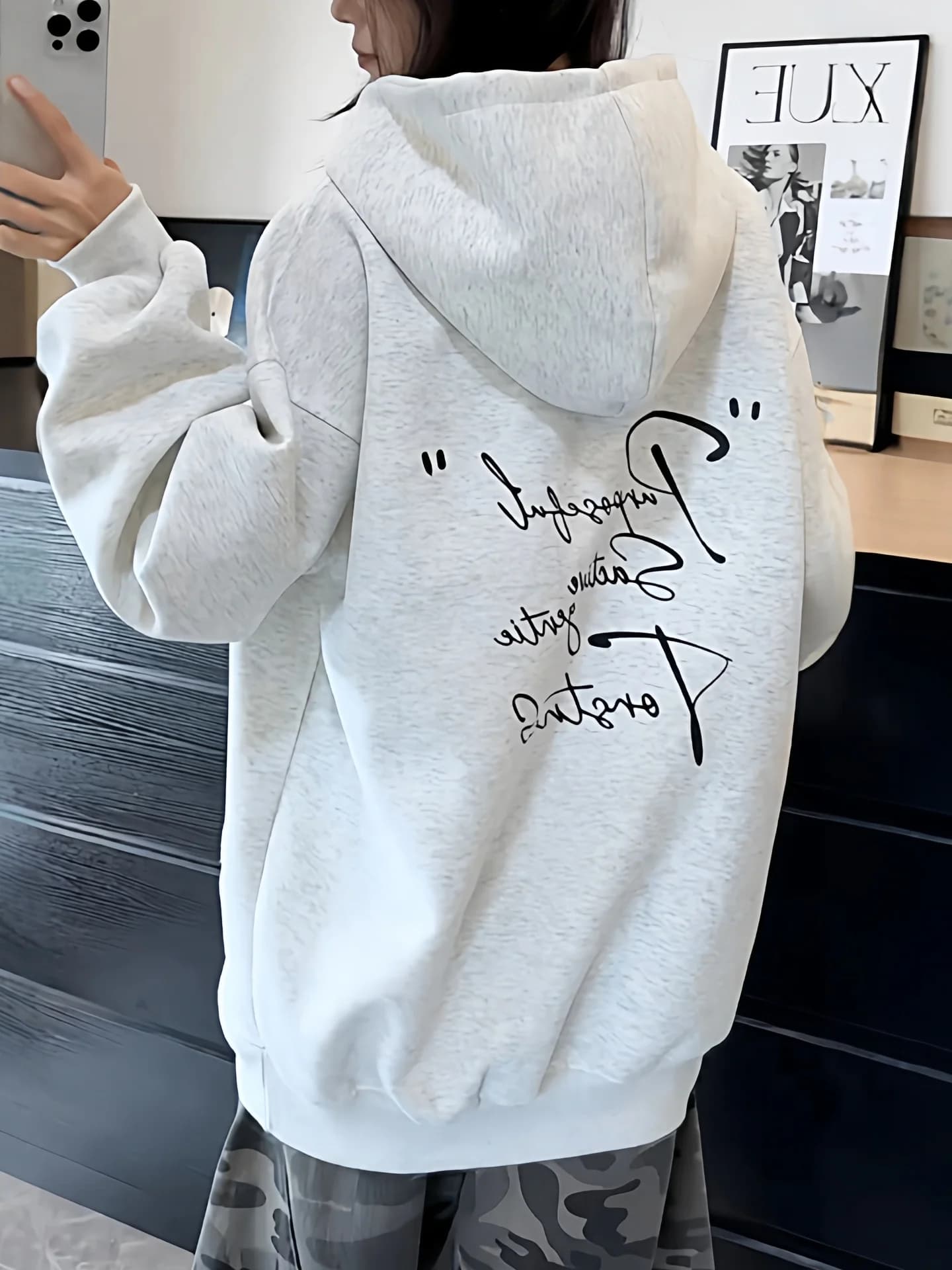 Cleanfit Hoodie Sweatshirt Fleece Lined Thickened Letter Print Unisex Autumn Winter Casual American Style Jacket Coat