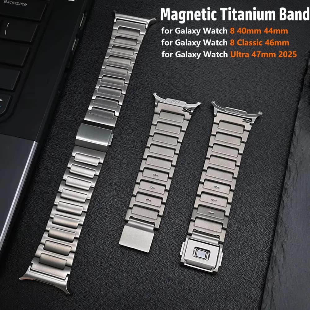 Cinturino magnetico in titanio per Samsung Galaxy Watch 8 44mm 40mm/8 Classic 46mm Bracciale da uomo di lusso per Galaxy Ultra Watch 47mm 2025