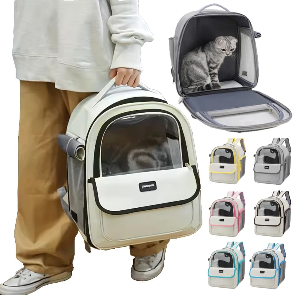 Zaino Trasportino Leggero e Traspirante per Animali Domestici Moorpet, Borsa Portatile per Gatti da Viaggio, Borsa per Gatti con Doppia Tracolla per Animali Domestici
