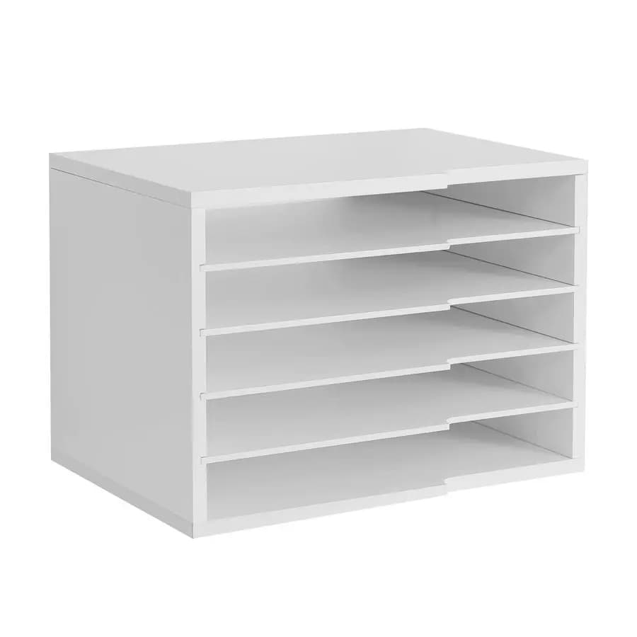 Desk Organizer with 4 adjustable shelves for Home and Office, Wall Document Holder, White