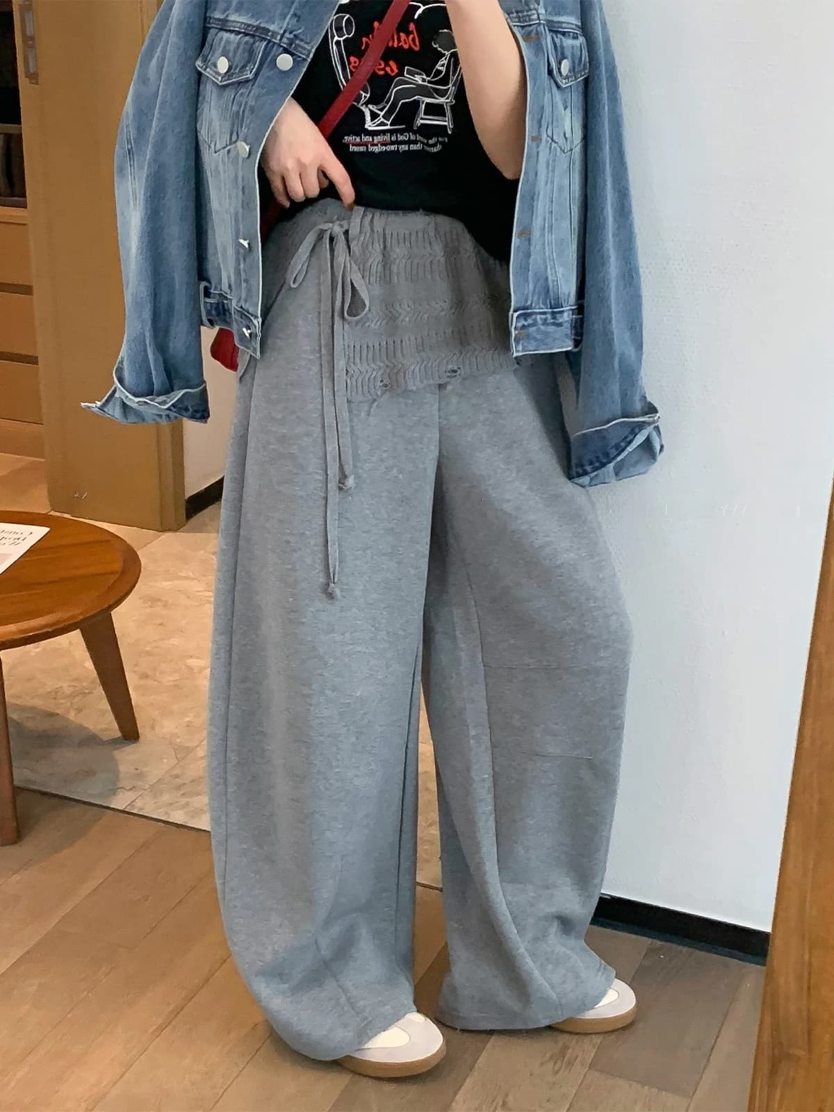 Casual Love Devil Fi High Life Design Pants with Belt, Larga Leg, Straight Cut, Spring 2026, Women's Fashion, Workwear