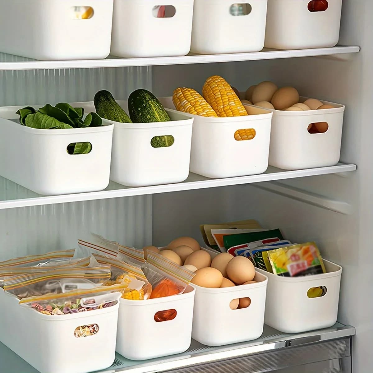 Stackable Kitchen Fridge Storage Bins, Handheld Vegetable Organizer Box for Food Classification