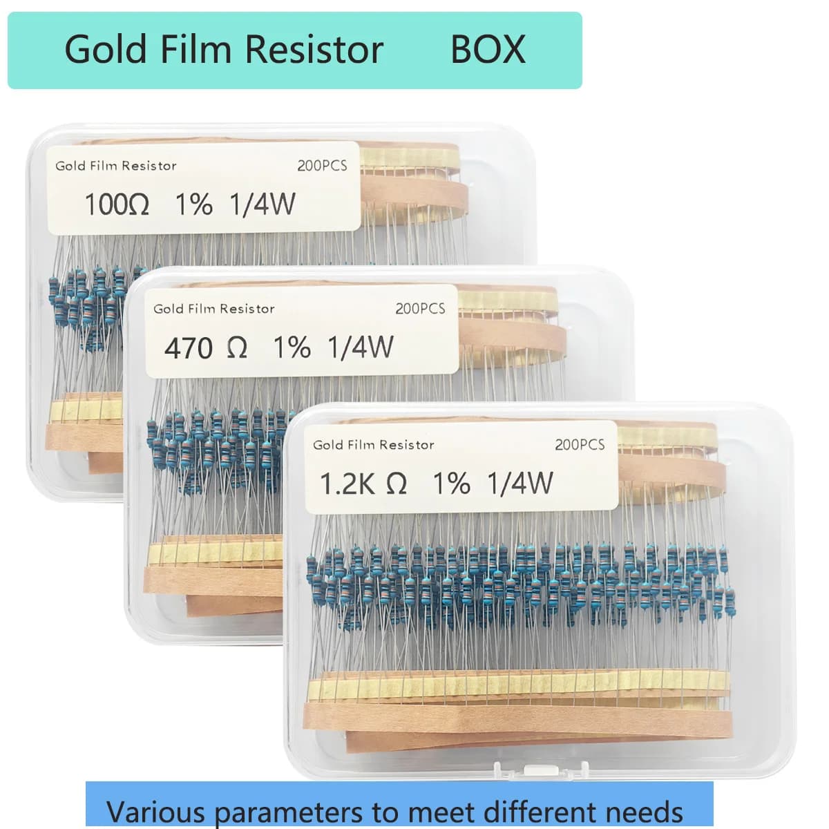 Kit of 200 Precision Metallic Film Resistors 1/4W 1%, Assorted Box for Fai-da-Te Circuits, Welding, ESP32, Arduino, Electronics