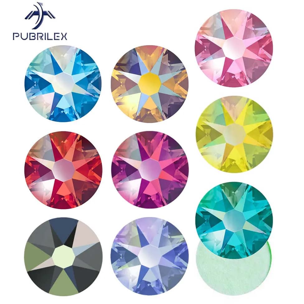 8big 8small Xirius Crystal Glass Effect Shimmer AB Colors Flat Back Rhinestones Shiny Pixie Strass per Abbigliamento Gioielli Nail Art