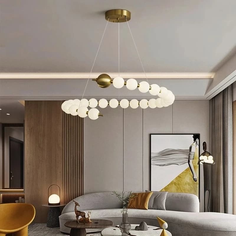 Lampada a sospensione di design creativo di lusso leggero, soggiorno, sala da pranzo, bancone bar, apparecchio di illuminazione con corde di perle per hotel
