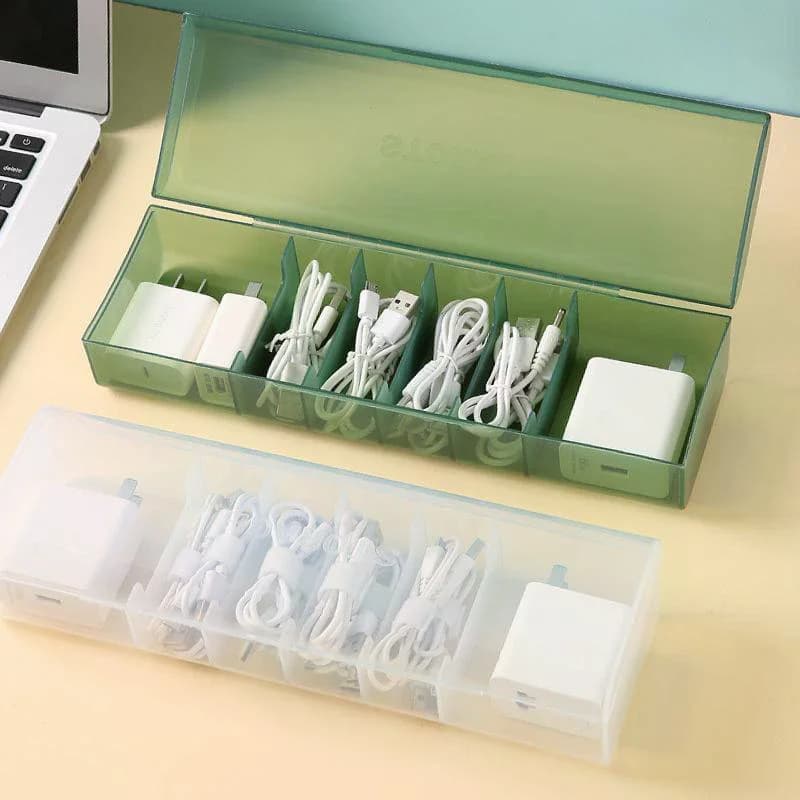 Con 7 scomparti organizer scatola di immagazzinaggio cavo caricatore custodia per cavo dati scatola di immagazzinaggio cavo riutilizzabile per viaggi in ufficio a casa