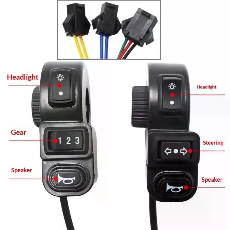 1/3 Pieces Motorcycle Accessories 3in1 Switch Light E-bike ON-OFF Clacson Directional Indicators for Motorcycle Handlebar
