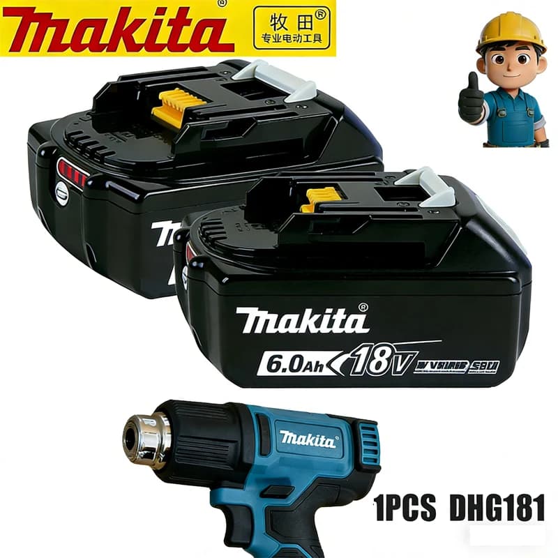 Batteria Nuova DHG181Makita 550 ° Pistola Termica a Controllo di Temperatura 18V Senza Fili con Display LED per Saldatura