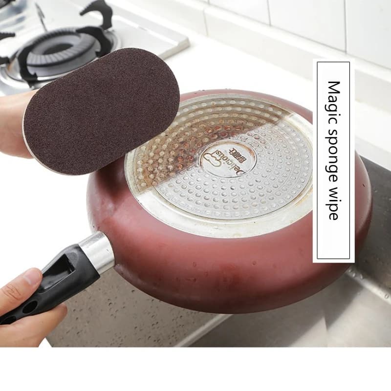 Abrasive sponge with Handle, for Cleaning and Decontamination of Pentoles and Bowls, Removal of Black Sporch on the Pentola Fund, Remove of Ruggine