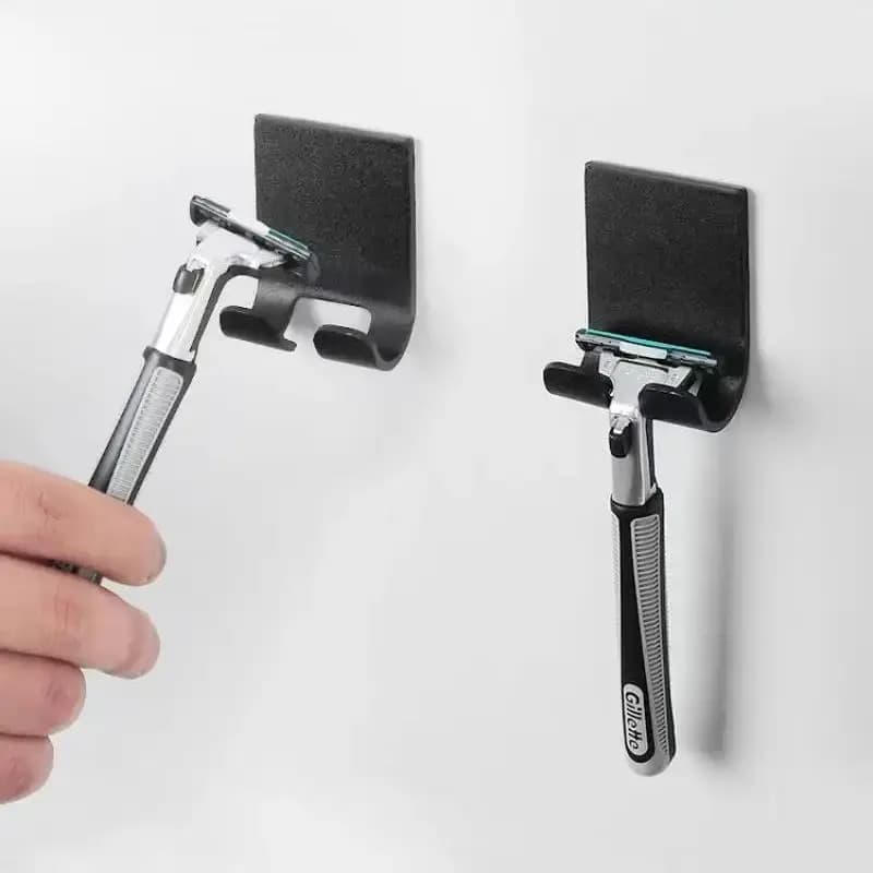 Porta Rasoio da Bagno in Acciaio Inossidabile con Gancio, Mensola Porta Rasoio da Parete Senza Foratura per Uomo, Accessori Bagno