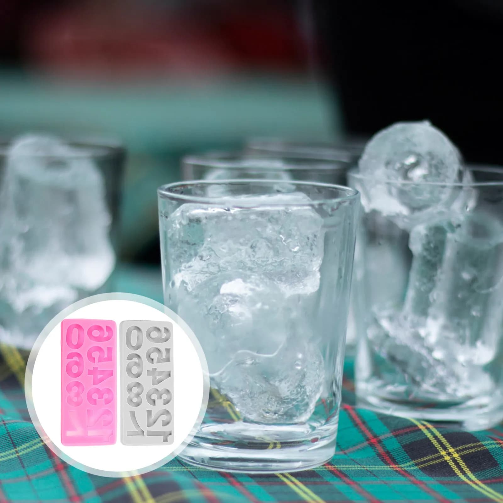 Stampo per cubetti di ghiaccio a forma di numero, 3 pezzi, vassoio in silicone a 9 scomparti per casa, bar, feste, whisky, cocktail, succhi