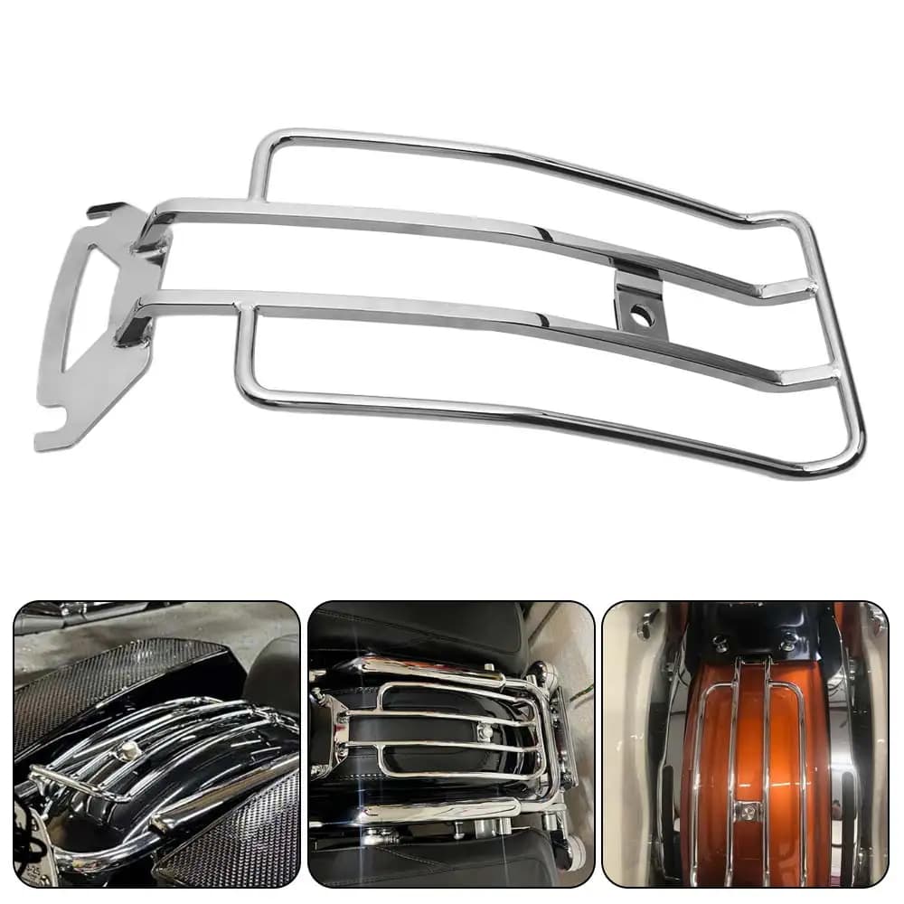 Portapacchi Posteriore Cromato per Moto Harley Touring Electra Glide Standard Road King Classic 1998-2008