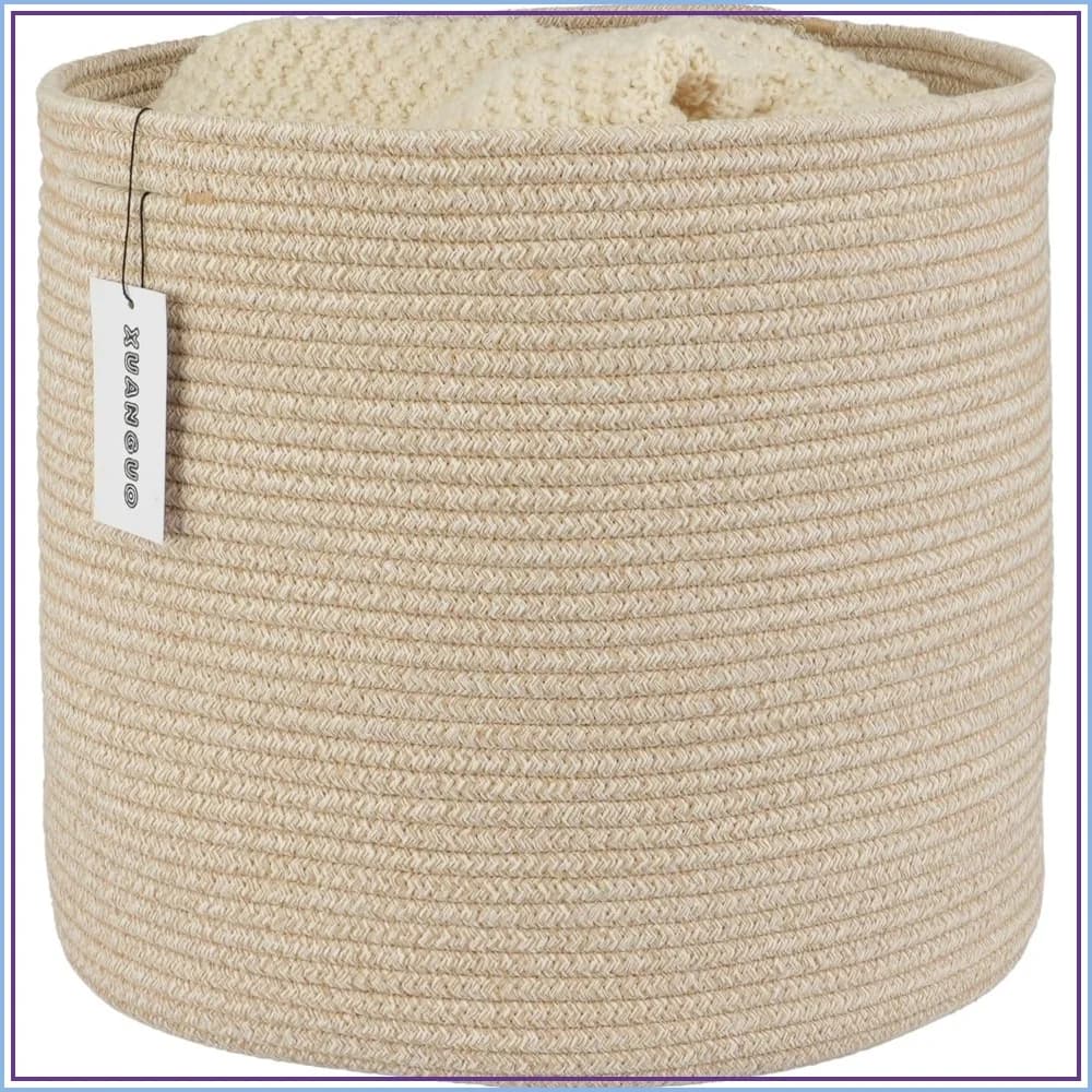 Cotton Rope Storage Basket 16x14 Inch for Toys, Blankets, Laundry, Nursery