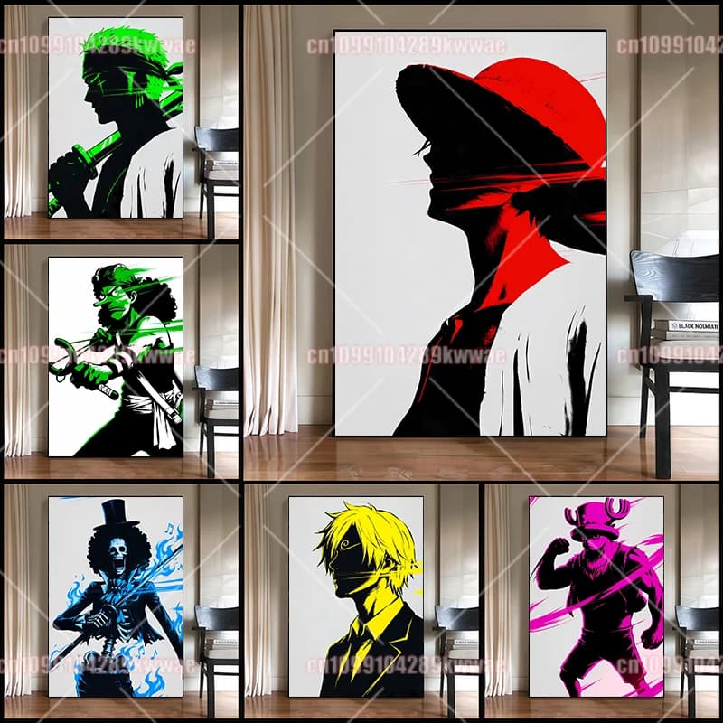 Anime One Piece Poster Nami Sanji Luffy Zoro Brook HD Frameless Canvas Painting Living Room Bedroom Decoration Exquisite Gift