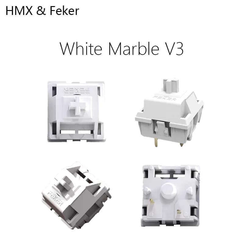 HMX Feker White Marble V3 Accessori per tastiera meccanica hot swap Interruttore Interruttori da gioco per lubrificazione lineare di fabbrica HIFI a 5 pin