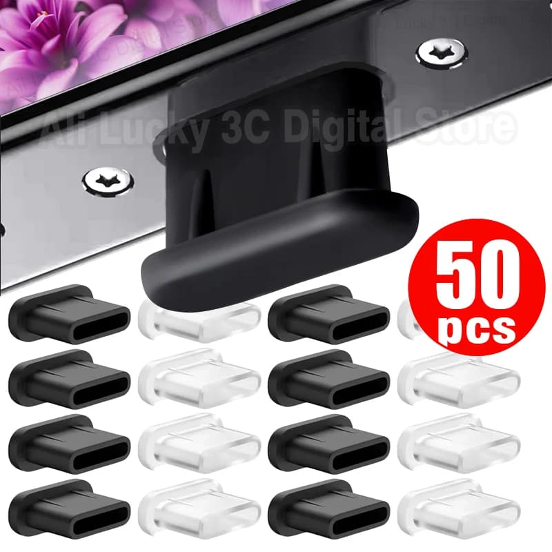 1-50Pcs Type C Charging Port Silicone Dust Plug for iPhone 16 15 Pro Max Samsung Xiaomi USB C Anti-Dust Stopper Dustplugs