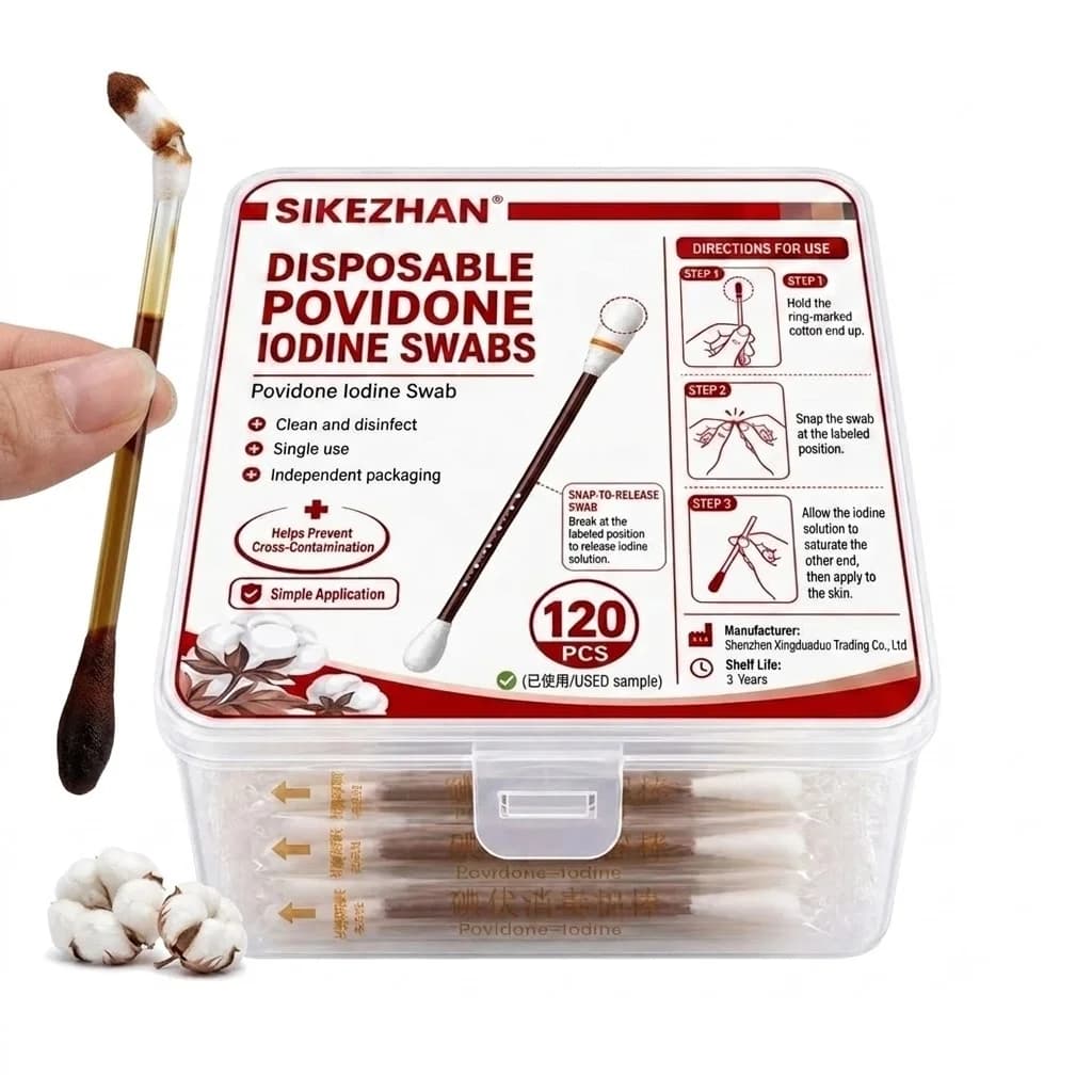 Disposable Iodine Cotton Swab Medical Alcohol Emergency First Aid Kits Stick Individually Wrapped for Travel Outdoor Bruise Care