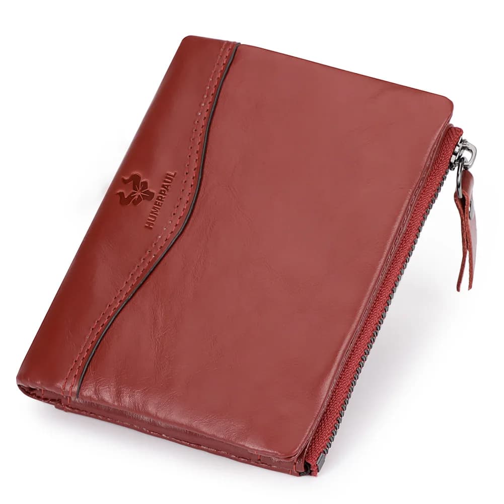 Portafoglio piccolo da donna in vera pelle al 100% Portafogli bifold compatti per carte di credito RFID con tasca con cerniera Fermasoldi corto da donna