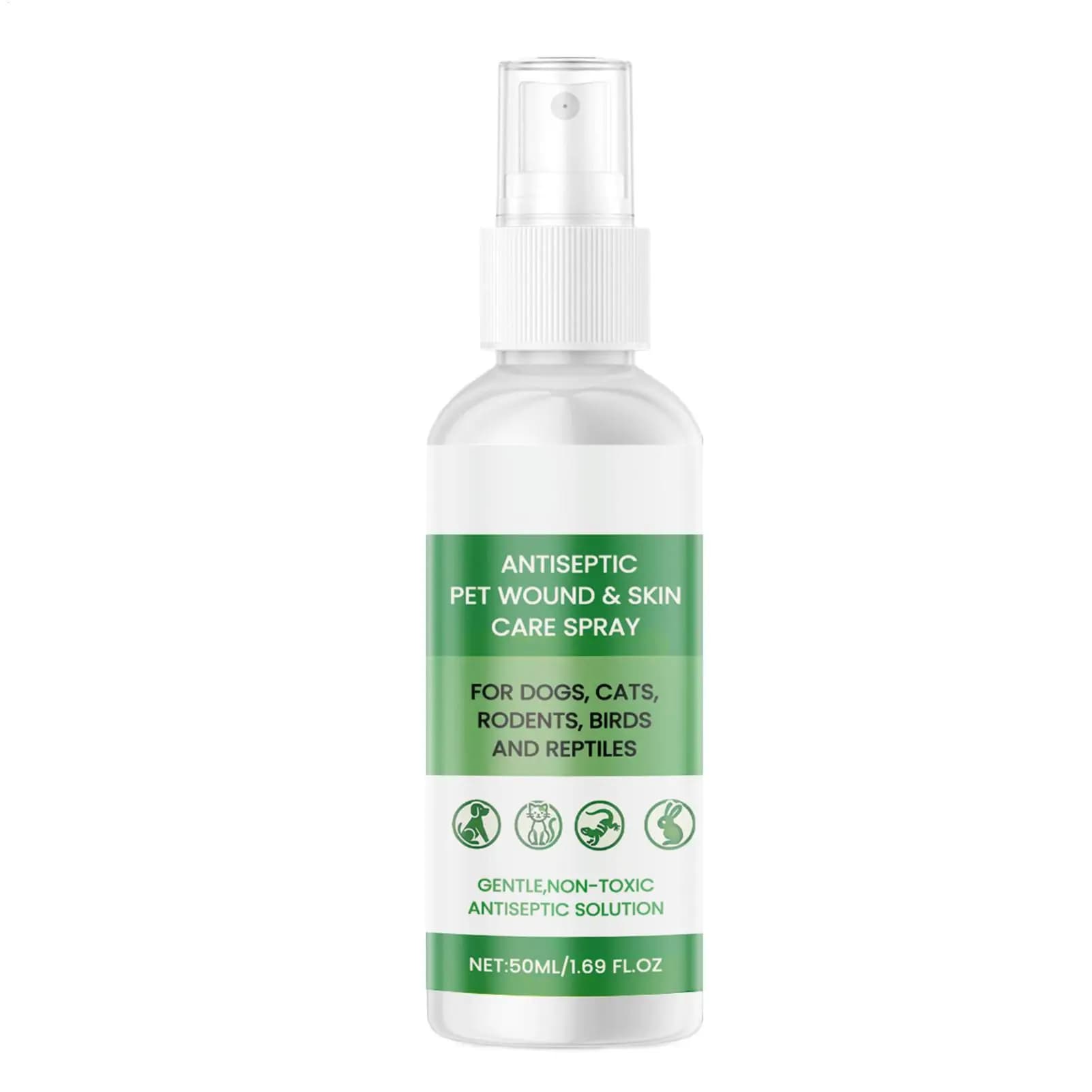 Spray Lenitivo per Pelle di Cani 50ml, Bottiglia Disinfettante per Ferite di Animali Domestici, Spray per la Cura della Pelle, Idratante Anti-prurito per Cani di Piccola, Media e Grande Taglia