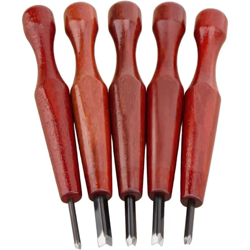 A93Z Triangular For Printmaking Wood Chisel 5 Pcs Linocut Carving Tools Set, V-Shaped Knives For Woodcutting Beginners
