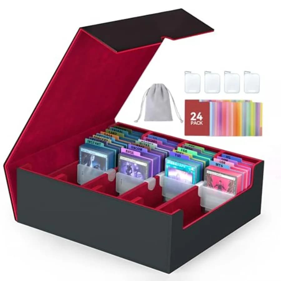 Scatola porta carte da collezione a 4 file + organizer con 24 divisori, custodia adatta per carte da gioco MTG TCG Magic Commander Deck