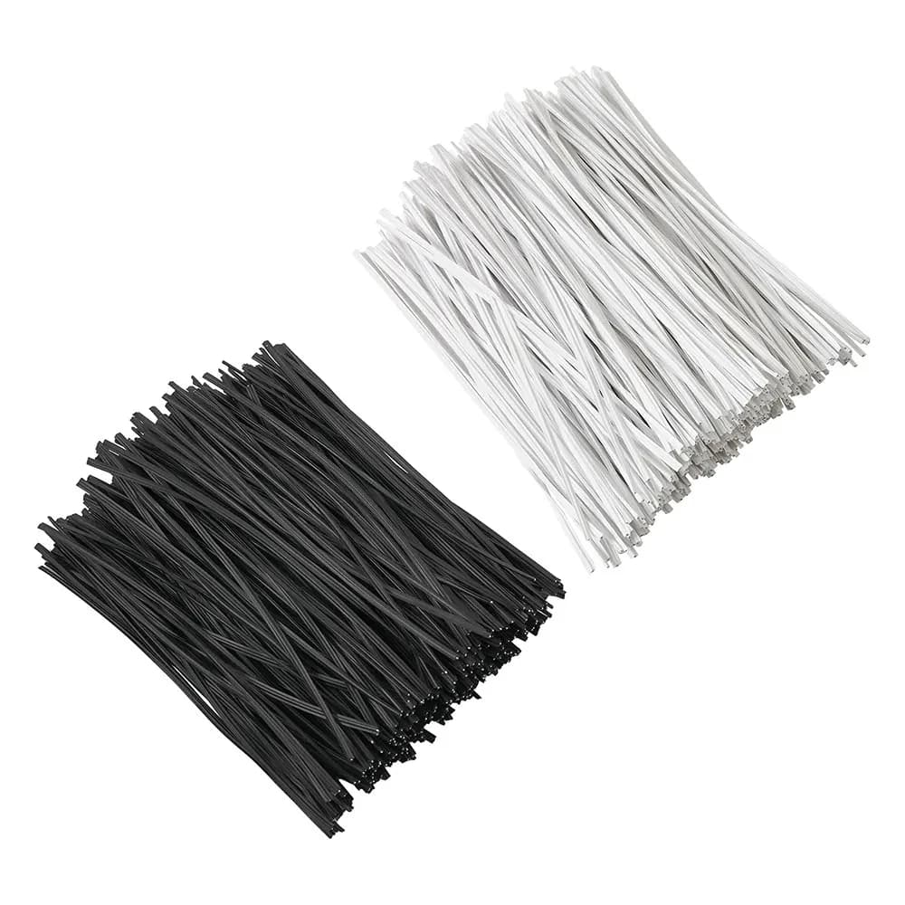 100 pz BK WH Oblato Filo di Ferro Torsione Fascette Heavy Duty Rivestito Fascette da Giardino per Piante da Interno All'aperto Pomodoro Cetriolo Viti Supporto