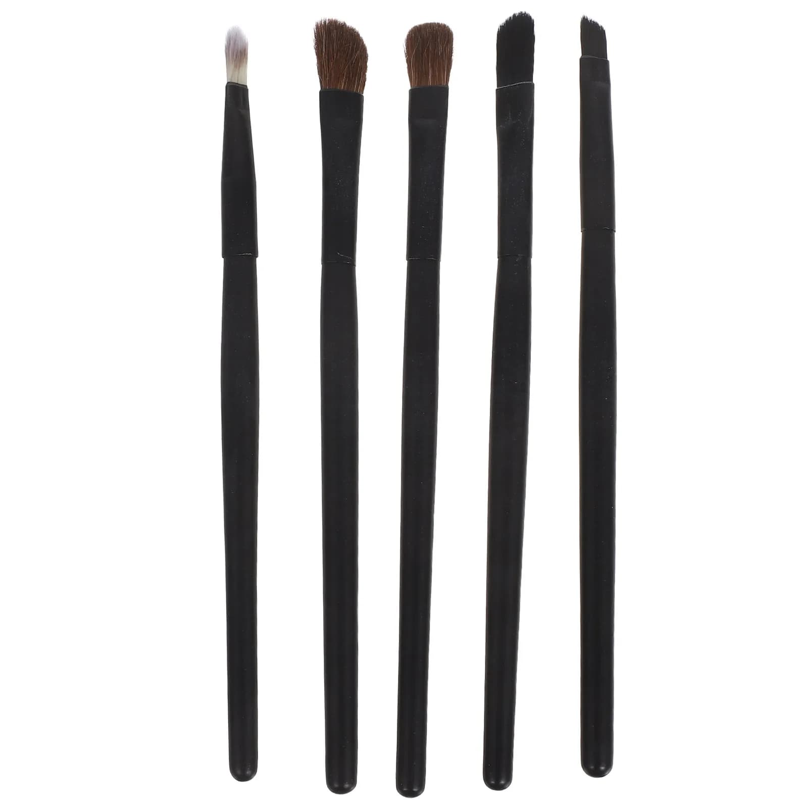 Set di 5 Pennelli Professionali per Trucco Occhi con Setole Naturali, Pennelli per Ombretto, Sfumatura e Eyeliner con Custodia Compatta Nera