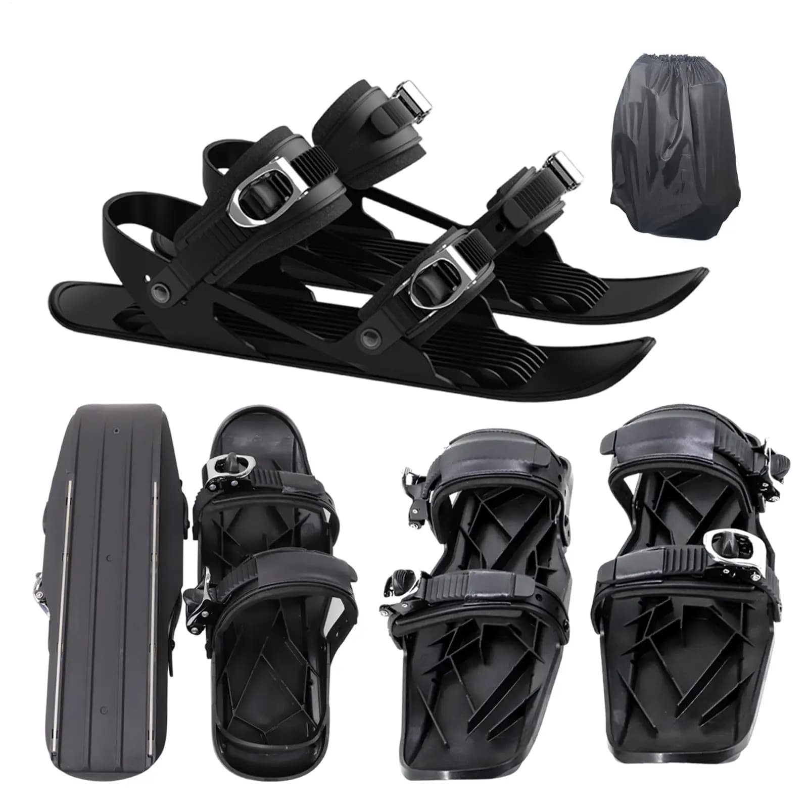 Short Skis Short Snowskates Compact Skiing Accessory Multifunctional Adjustable Skiing Tools Lightweight Non-Slip Snow Feet