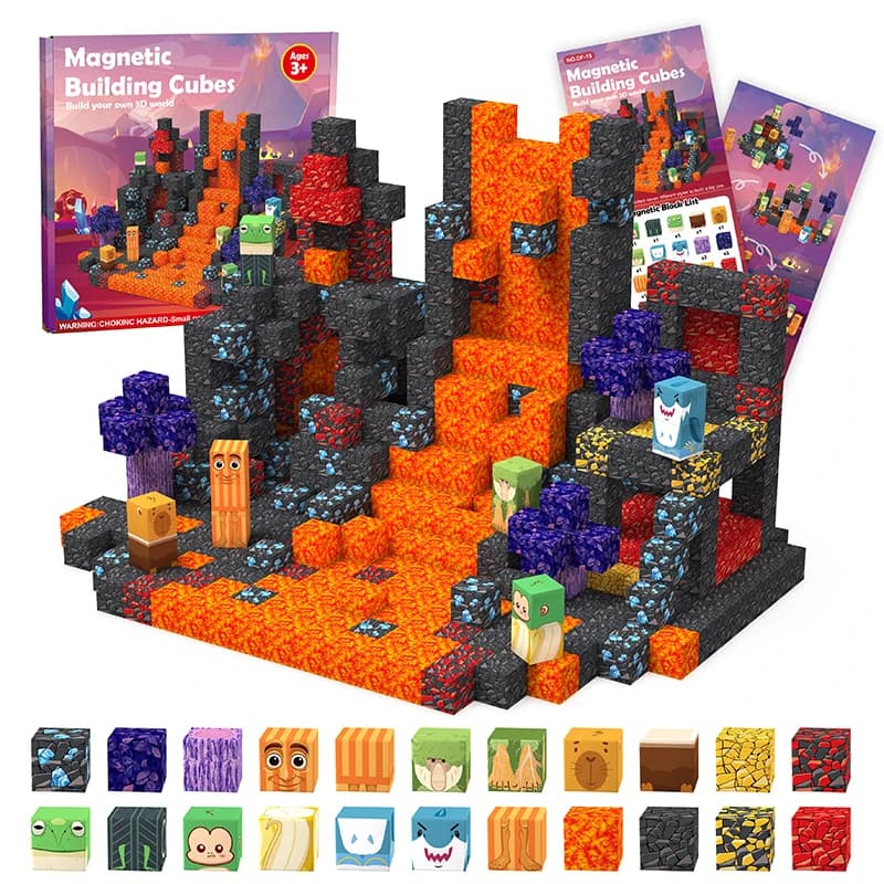 Set di blocchi di costruzione di piastrelle magnetiche da 100 pezzi, giocattoli STEM per bambini 3+, kit di costruzione a tema Brainrot italiano 3D, regali per ragazzi e ragazze