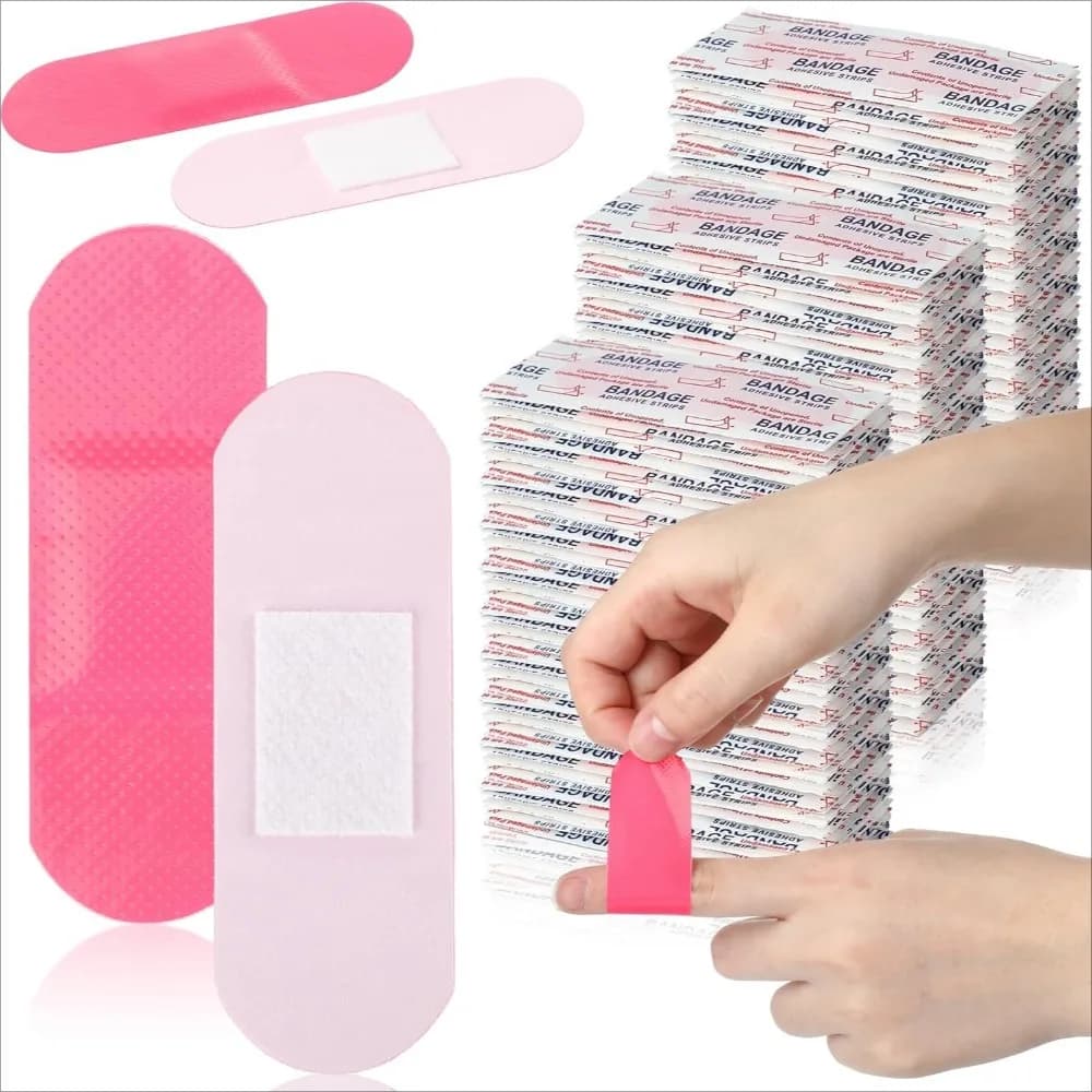 20Pcs/Set Pink PE Band Aid Waterproof Wound Dressing Tape Patch for First Aid Plasters Breathable Adhesive Bandages