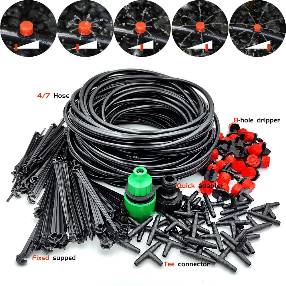 Serra 15M-30M sistema di irrigazione a goccia fai da te irrigazione automatica tubo da giardino Micro kit di irrigazione a goccia con gocciolatori regolabili